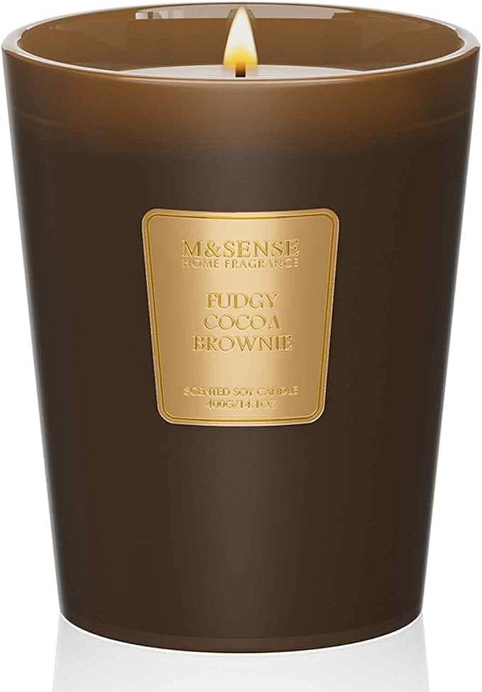M&SENSE Fudgy Cocoa Brownie Scented Candle Home Decor, Natural Soy Wax,4.1oz 60 Hours Long Lasting Slow Burning, Aromatherapy Candle for Stress Relief-Ruum Studio Home