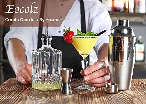 Bartender Kit Cocktail Shaker Set with Stand Bar Tool Bar Set for Drink Mixing Home Bartending Kit 11-Piece Bar Cart Accessories: Martini Shaker, Mixer Spoon, Jigger, Muddler, Strainer & Recipes Gifts-Ruum Studio Home