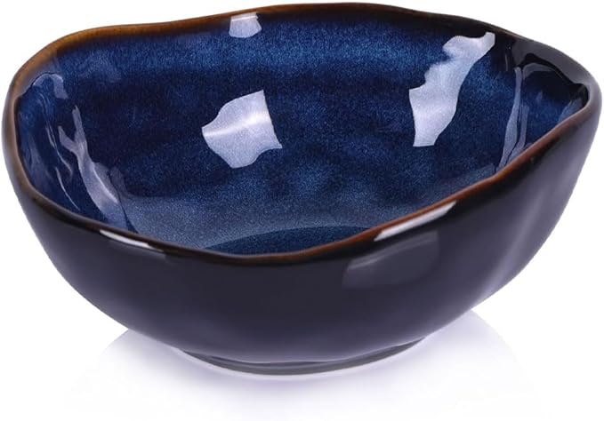 6" Blue Ceramic Decorative Bowl, Entryway Table Decor Pottery Key Bowl, Candy Dish, Salad Bowl, Blue Decor Small Jewelry Trinket Dish for Bedroom, Centerpiece, Bedside Table, Living Room Decor-Ruum Studio Home