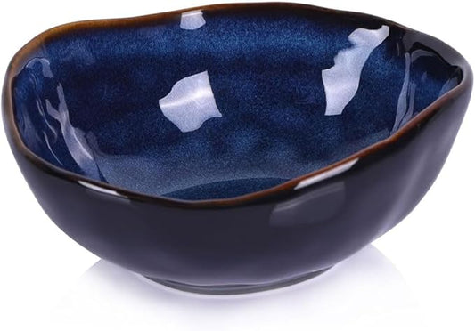 6" Blue Ceramic Decorative Bowl, Entryway Table Decor Pottery Key Bowl, Candy Dish, Salad Bowl, Blue Decor Small Jewelry Trinket Dish for Bedroom, Centerpiece, Bedside Table, Living Room Decor-Ruum Studio Home