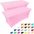 IVAPUPU 2 Pack 6FT Table Cloth for Rectangular Fitted Events Stretch Pink Table Covers Washable Spandex Tablecloth Protector for Party, Wedding, Cocktail, Banquet, Festival-Ruum Studio Home