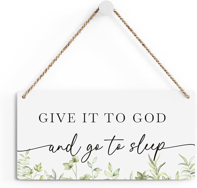 Christian Decor Give It to God And Go To Sleep Sign Rustic Bible Verse Sign Scripture Printed Wood Sign Wall Art Religious Gifts Faith Based Gifts-Ruum Studio Home