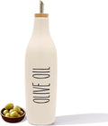 HOMCDALY Ceramic Olive Oil Dispenser for Kitchen, Stoneware 16oz Oil Cruet and Vinegar Bottles Dispenser, Kitchen Dispenser Bottle for EVOO Vinegar Syrups, Modern Farmhouse Design(W-O)-Ruum Studio Home