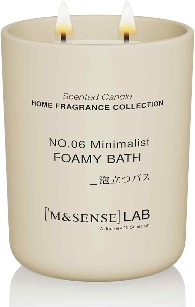 M&SENSE Natural Soy Candle| Foamy Bath | 16.6 oz, 95H Burn | Minimalist Scented Candle for Relaxation, Gifting, Home Décor | for Bedroom, Office, Party Large-Ruum Studio Home