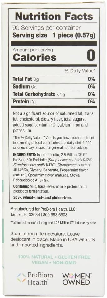ProBiora Professional Strength Oral Probiotics for Teeth and Gums | Dental Probiotic for Oral Health | Bad Breath Treatment for Adults | Tooth Whitening | ProBiora3 Probiotic Blend | 90 Mint Tablets-Ruum Studio Home