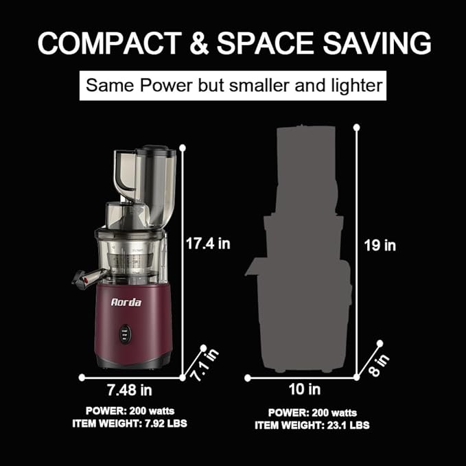 Masticating Cold Press Juicer Machines: 200W Pure Slow Juicer With Quiet Motor For Vegetable And Fruit Easy To Clean, Red-Ruum Studio Home