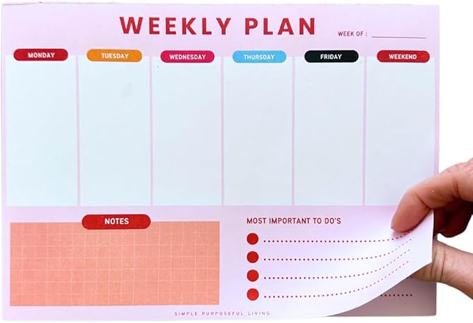 Weekly Planner Notepad – Tear-Off Weekly to do List Notepad, Weekl y Desk Calendar Notebook for Productivity, Task Planner for Time Management, Project Planner with 50 Planning Sheets-Ruum Studio Home