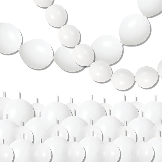 White Quick Link Balloons, 120PCS Linking Balloons for Making Balloon Wall Balloon Arch Balloon Chains, Pearl Balloons for Wedding Birthday Baby Shower Graduation Grad Party Decorations (6+10inch)-Ruum Studio Home
