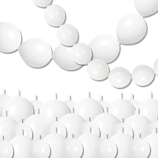 White Quick Link Balloons, 120PCS Linking Balloons for Making Balloon Wall Balloon Arch Balloon Chains, Pearl Balloons for Wedding Birthday Baby Shower Graduation Grad Party Decorations (6+10inch)-Ruum Studio Home