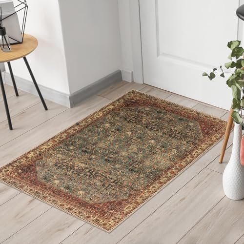 Keen Home Design 2x3 Rug - Machine Washable Entry Rug with Non-Slip Backing, Ideal for Enteryway, Kitchen, Bathroom, Laundry Room - Vintage, Easy Clean, Durable, Low Pile Rug - (2' x 3')-Ruum Studio Home