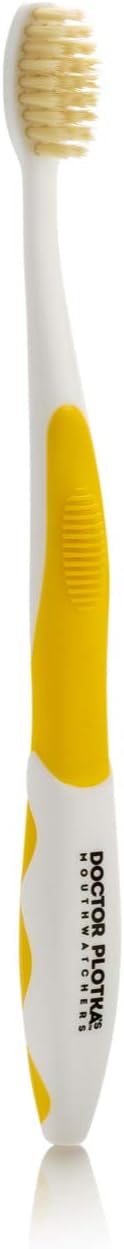 MOUTHWATCHERS Soft Flossing Toothbrushes for Kids, Yellow, Ultra Clean Manual Toothbrush for Sensitive Teeth & Gums, by Dr. Plotka-Ruum Studio Home