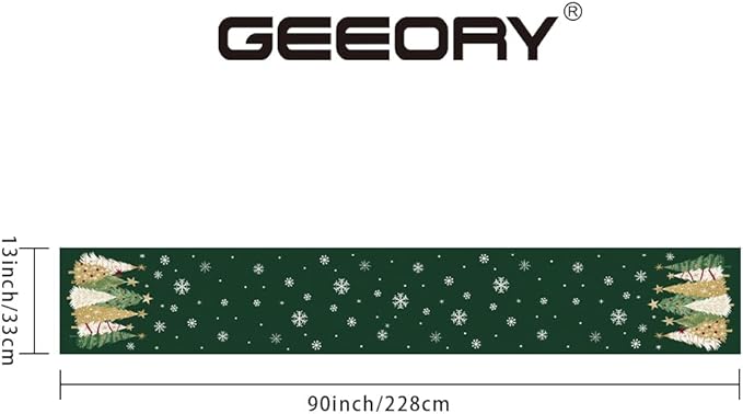 GEEORY Christmas Table Runner 13x90 Inch, Xmas Trees Snowflakes Holiday Decorative Farmhouse Table Decoration for Kitchen Dinning, Indoor Outdoor Dinner Party Decor (Green) GT152-90-Ruum Studio Home