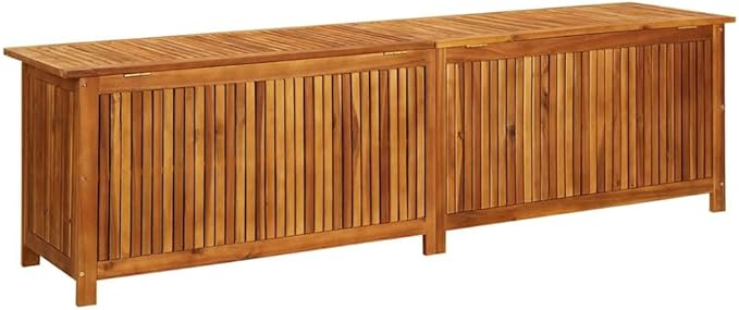 vidaXL Outdoor Storage Box, Deck Box with Gas-Lift Lid, Storage Chest with Water-Resistant Zippered Bag Inside, 78.7''x19.7''x22.8'', Solid Acacia Wood-Ruum Studio Home