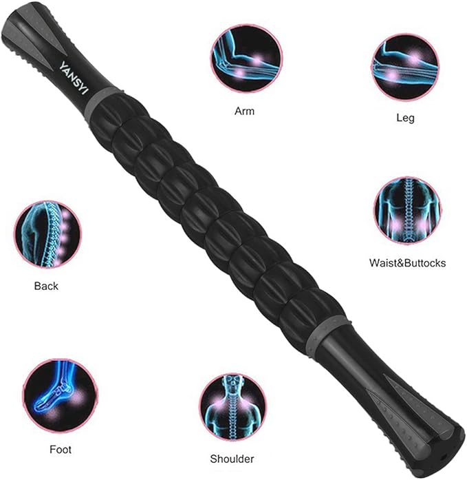 Yansyi Body Massage Roller Stick for Athletes - Release Myofascial Trigger Points Reduce Muscle Soreness Tightness Leg Cramps & Back Pain for Physical Therapy & Recovery (Gray)-Ruum Studio Home