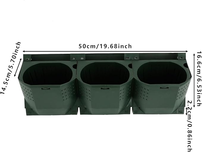 12Pieces 3-Pot Wall Planter Vertical Garden Plant Walls Wall Mounted Vertical Planter with Water-Storage Layer Stackable Wall-Mounted Flower Pot for Gardens, Balconies 180.78lbs Total Capacity (Green)-Ruum Studio Home