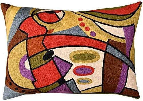 Lumbar Kandinsky Contemporary Throw Pillows - Musical | Modern Pillow Cases | Abstract Pillows | Modern Accent Pillow | Abstract Chair Cushions | Handmade Cushion | Wool Size 14x20-Ruum Studio Home