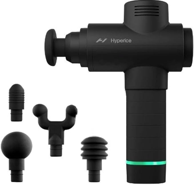 Hyperice Hypervolt 2 Black - Featuring Quiet Glide Technology - Handheld Percussion Massage Gun | 3 Speeds, 5 Interchangeable Heads | Helps Relieve Sore Muscles and Stiffness |FSA and HSA-Ruum Studio Home
