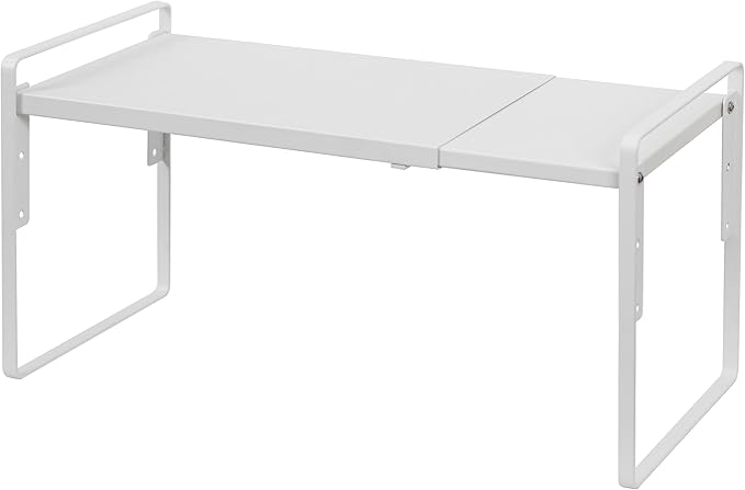 Nxconsu Cabinet Shelf Expandable Height Adjustable Organizer Riser for Kitchen Cabinet Pantry Cupboard Under Sink Countertop Organization Storage Space Saver Stackable Heavy Duty Metal White-Ruum Studio Home