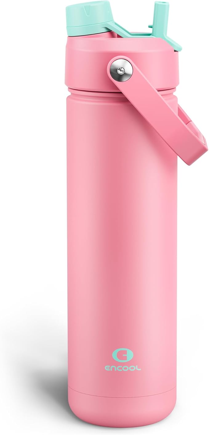 Insulated Water Bottle with Straw Stainless Steel Water Bottle, Leak-Proof, BPA-Free, Double Wall Vacuum Keeps Cold for 24 Hours for Sports, Travel, School (26 oz, Tulip)-Ruum Studio Home