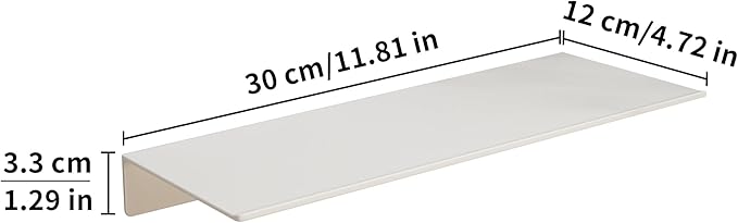 JOOM White Metal Floating Shelf - Floating Shelf, Small Bathroom Shelf, Display Shelves for Wall Storage (12 in)-Ruum Studio Home
