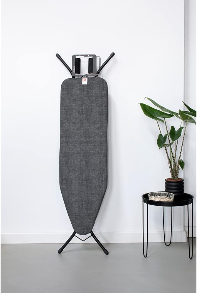 Brabantia Size B Ironing Board (49x15 in) 7 Height Options, Adjustable Steam Iron Rest Holder (Denim Black) Non-Slip Feet, Anti-Collapse Child Locks-Ruum Studio Home