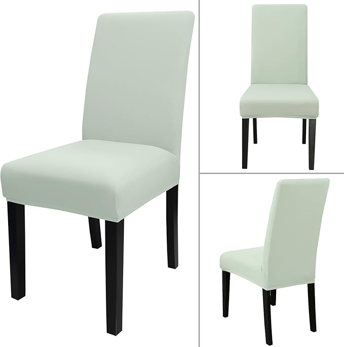 JQinHome Smoke Green Chair Covers for Dining Room Set of 4, High Stretch Removable Washable Parsons Chair Slipcover for Home Party Hotel Wedding Ceremony (4PCS,Smoke Green)-Ruum Studio Home