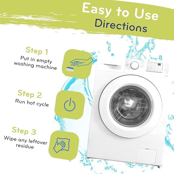 Washing Machine Cleaner and Deodorizing Tablets For Front & Top Load Washers Including H.E. to Remove Odor causing build-up, Pet Hair, & debris from drum, pipes, and filter.-Ruum Studio Home