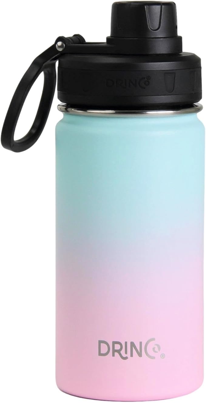 DRINCO Stainless Steel Water Bottle Spout Lid Vacuum Insulated Double Wall Water Bottle Wide Mouth (40oz 32oz 22oz 18oz 14oz) Leak Proof Keeps Cold or Hot (14 oz, 14oz Macaron)-Ruum Studio Home