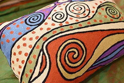 Lumbar Rust Klimt Contemporary Throw Pillows | Modern Pillow Cases | Abstract Pillows | Modern Accent Pillow | Rust Mid Century Chair Cushions | Handmade Cushion | Wool Size 14x20-Ruum Studio Home