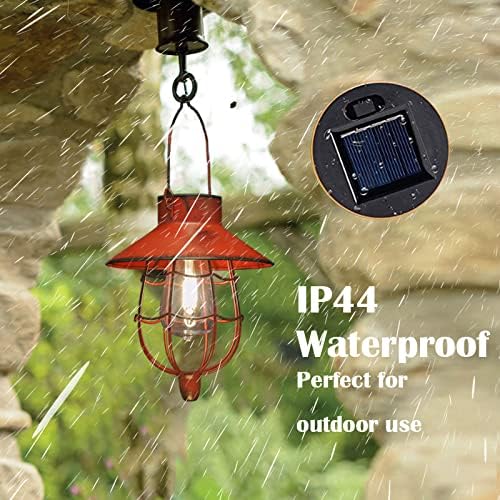 YAKii 2 Pack Solar Lantern Hanging Waterproof Outdoor Metal Solar Lamp with Warm White Light Decorate for Yard Garden Pathway Patio Porch Decor (Red)-Ruum Studio Home
