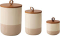 Coffee Canister, Ceramic Food Storage Jars with Lids Salt Matcha Container Brown Sugar Container Bowl for Kitchen Tea, Coffee Beans, Spice (#001Khaki-Set of 3)-Ruum Studio Home