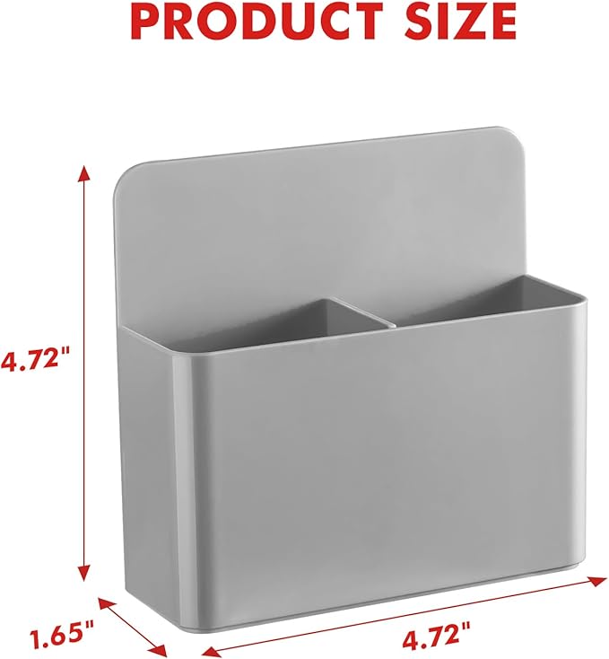 BEYGORM 2 Pack Plastics Magnetic Pen Holder for Refrigerator, Dry Erase Marker Holder for Whiteboard，Magnet School Locker Organizer Accessories, Pencil Cup, Pen Caddy, Classroom Organization(Grey)-Ruum Studio Home