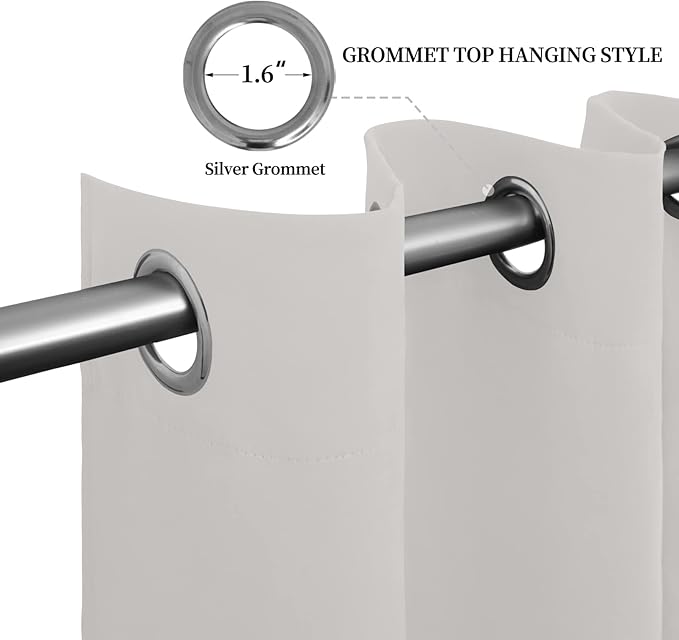 Easy-Going Blackout Curtains for Bedroom, Solid Thermal Insulated Grommet and Noise Reduction Window Drapes, Room Darkening Curtains for Living Room, 2 Panels (52x63 in, Light Linen)-Ruum Studio Home