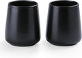 Matte Black Toothbrush Holders for Bathroom - 2Pcs Ceramic Tooth Brushing Holder Set, Toothpaste Holder, Reusable Toothbrush Mouthwash Cups, Space-Saving Design for Bathroom Countertop-Ruum Studio Home