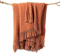 lifein Throw Blanket for Couch, Soft Boho Decor Bed Throw,Cozy Burnt Orange Chenille Knitted Small Farmhouse Lightweight Throw for Spring(Rust,60 * 80")-Ruum Studio Home