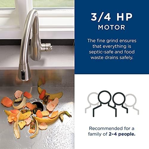 GE Disposall Continuous Feed 3/4 Horsepower Motor Garbage Disposer, Good for Grinding: Vegetable Peels & Small Bones, Easy Install Kit, Non-Corded, Recommended for 2-4 Person Homes, GFC720N-Ruum Studio Home