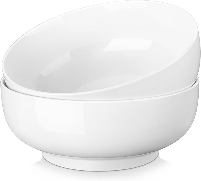 MALACASA Serving Bowls, 114 OZ(10") Extra Large Salad Bowls Set of 2, Porcelain White Serving Bowls for Salad, Soup, Pasta and Dinner, Large Ceramic Bowl Set for Entertaining, Series REGULAR-Ruum Studio Home