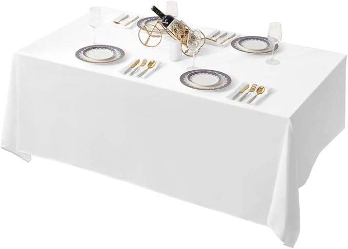 Surmente White Rectangle Tablecloth 90 x 132-inch Rectangular Polyester Table Cloth for Weddings, Banquets, or Restaurants-Ruum Studio Home