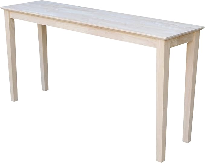 IC International Concepts Extended Length Shaker Console Table, 60" W x 16" D x 30" H Real/Solid Parawood, Kitchen/Dining, 50 Lbs. Wt. Capacity, DIY, Paint/Stain In Any Color, Unfinished-Ruum Studio Home