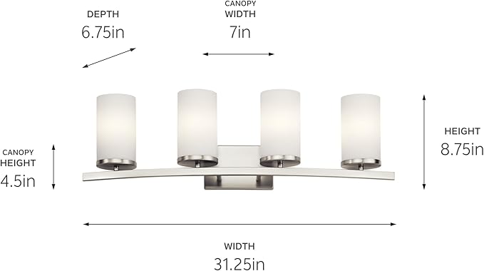 KICHLER Crosby 31" 4 Light Vanity Light Satin Etched Cased Opal Brushed Nickel-Ruum Studio Home