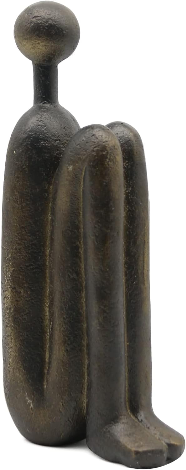 Lukitas Thinker Decorative Bookends, Non-Slip Book Holder, Book Ends for Shelves Living Room Office Home Decor, Resin, 1Pair/2Piece 9''-Ruum Studio Home