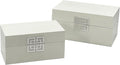 Galt International Storage Box Set Decorative Storage Box w/Hinged Lid Classic Design Wood Decor Boxes with Geometric Clasp Storage for Bedroom & Home - Set of 2 (White & Silver)-Ruum Studio Home