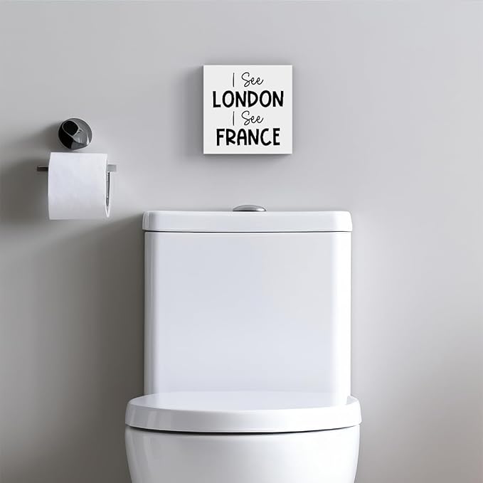 Funny Bathroom Decor, Funny Bathroom Wall Art, Black and White Bathroom Decor, Cute Bathroom Decor, Bathroom Decor for Shelves, Wooden Box Decor Sign for Home Farmhouse Office Living Room Desk Table-Ruum Studio Home