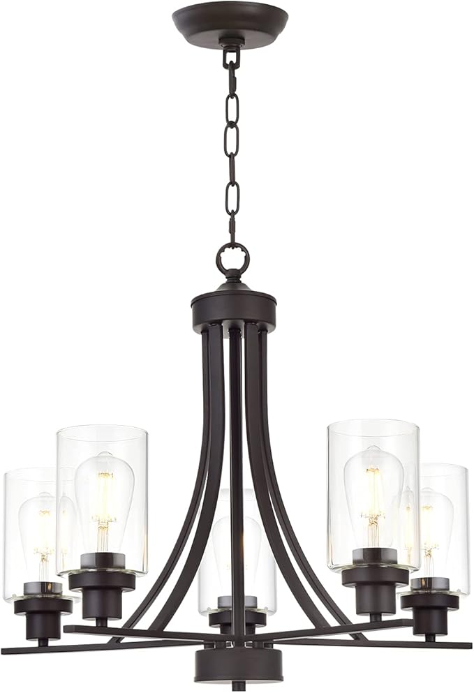BONLICHT Rustic Kitchen Island 5-Light Oil-Rubbed Bronze Traditional Chandelier Industrial Vintage Pendant Lights Classic Glass Ceiling Lighting UL Listed-Ruum Studio Home