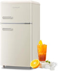 Retro Mini Fridge 3.5 Cu.ft Small Refrigerator with Top Freezer Compact Fridge Apartment Size Refrigerator Dual Door with Handles for Home Office Dorm-Ruum Studio Home