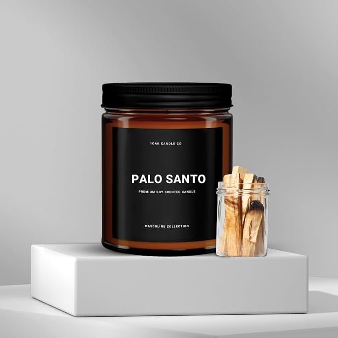 1OAK Scented Candles for Men - Palo Santo Candle - Mens Candles for Home - Masculine Candle - Long Burning Premium - Soy Wax (7oz.)-Ruum Studio Home