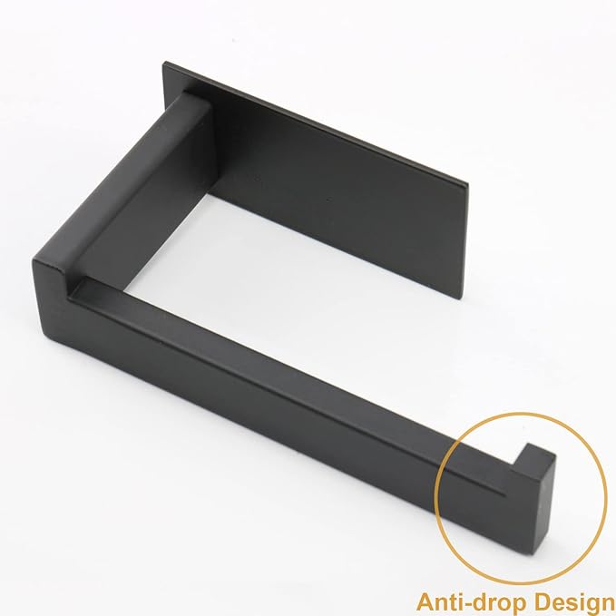 Toilet Paper Holder, Self Adhesive Tissue Holder Stainless Steel Rustproof Paper Roll Holder, No Drilling Easy to Install, Toilet Paper Rack Suitable for Office, Bathroom (Matte Black)-Ruum Studio Home