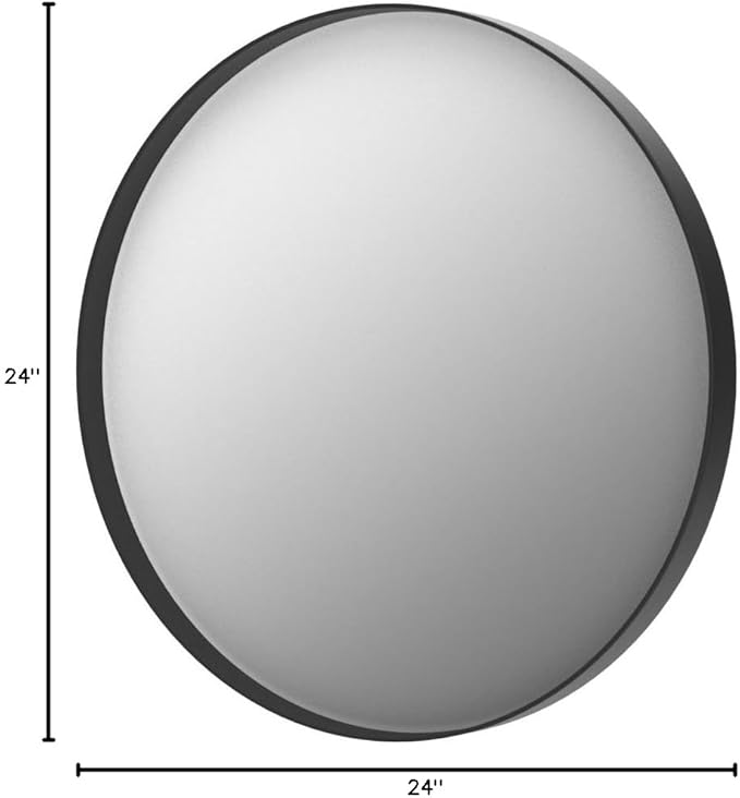 24 Inch Round Bathroom Mirror - Wall Mounted Circle Mirror with Metal Frame, Modern Mirror Suitable for Bathroom, Vanity, Entryway, Living Room, Wall Decor,Black-Ruum Studio Home