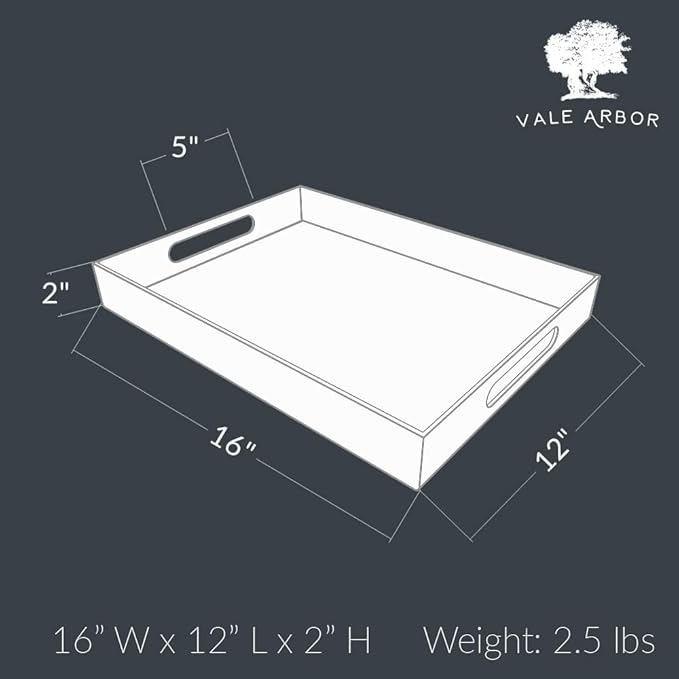 Black Acrylic Serving Tray for Vanity, Bathroom, Outdoor, Food and Décor with Handles (Rectangle, Small)-Ruum Studio Home