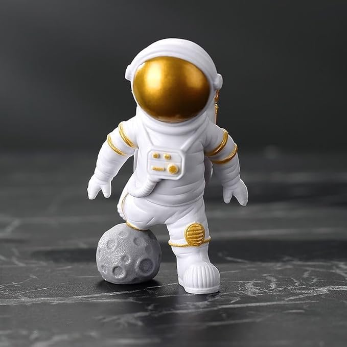 4 Pcs Gold White Astronaut Statues Set, Spaceman Sculpture Figurines Home Ornament Cake Toppers Gift-Ruum Studio Home